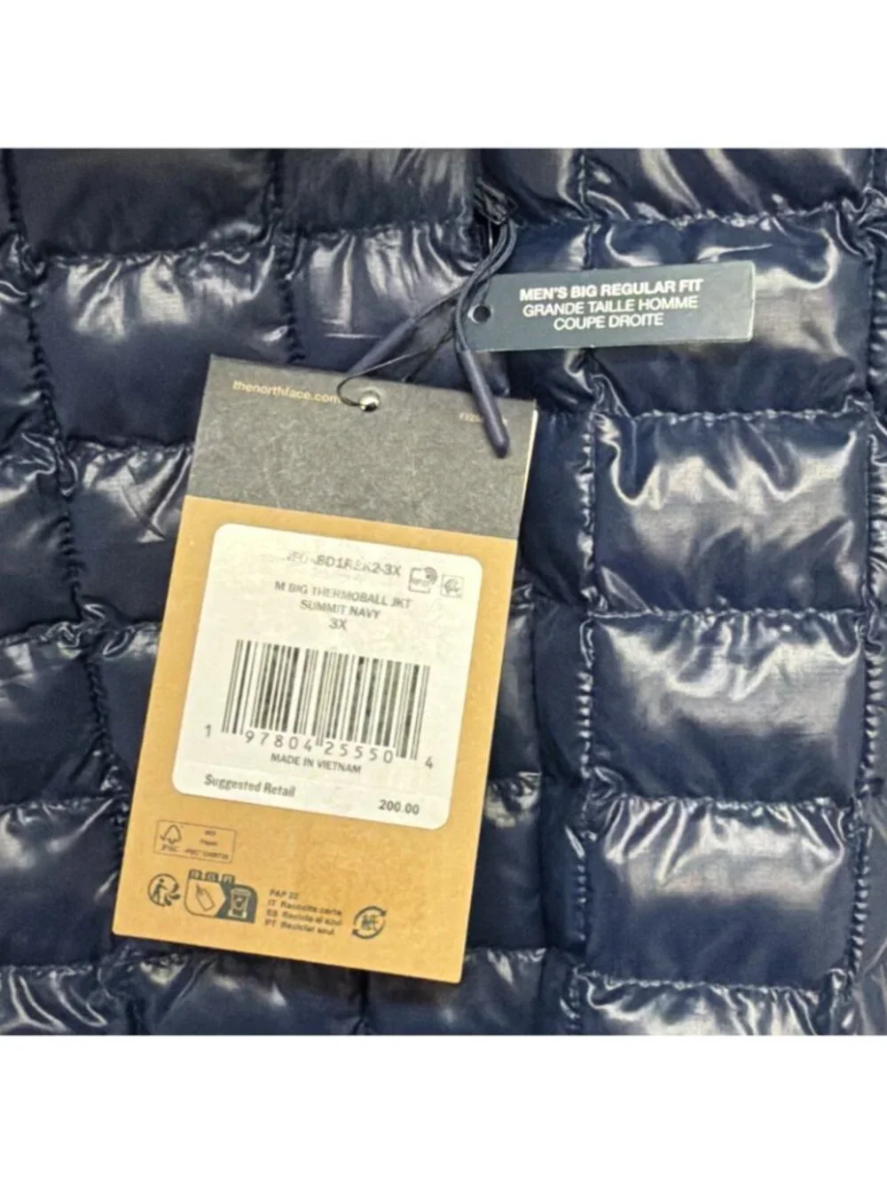 The North Face ThermoBall Jacket Mens 3X Big Tall Summit Navy Packable Coat